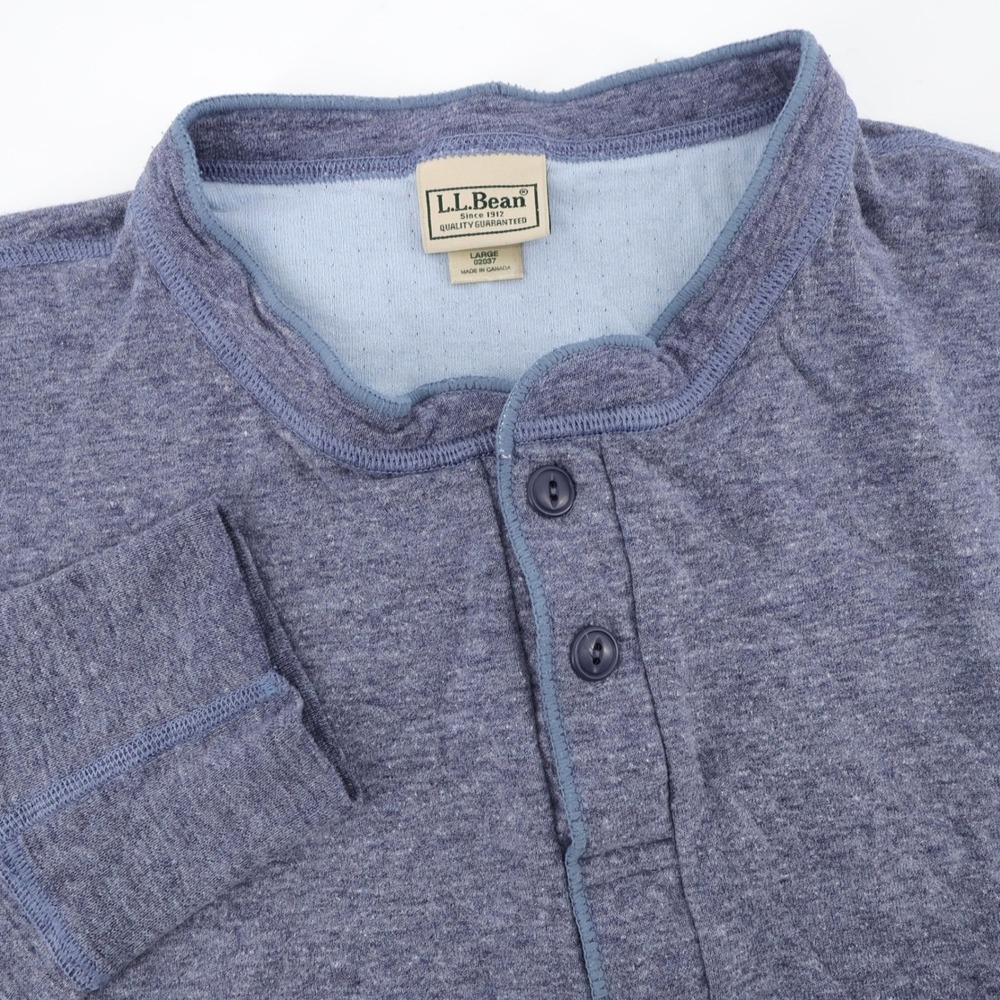 L.L. Bean Vintage Henley 2 Layer Shirt Heather Blue Long Sleeve Mens Large
